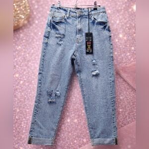 NWT Blue Age Size 1  Trendy High Rise Distressed Ankle Jeans